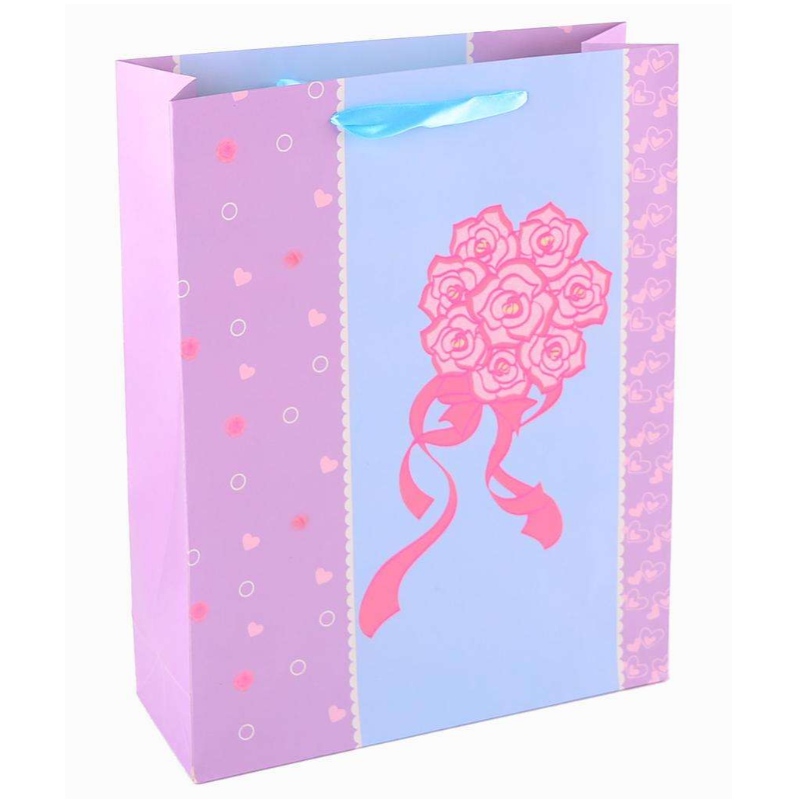 carrier paper gift bag with ribbon handle